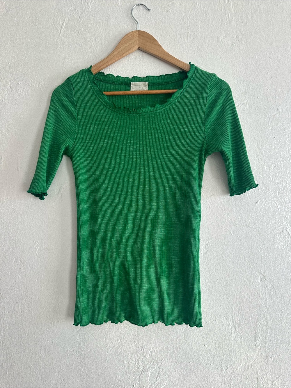 Anthropologie T.la emerald green ribbed scoop neck top